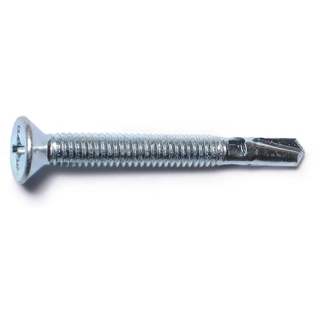 Midwest Fastener Self-Drilling Screw, #12 x 2 in, Zinc Plated Steel Flat Head Phillips Drive, 100 PK 07230